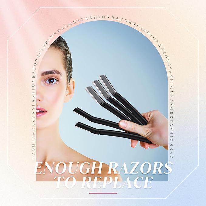 Lasnten 6Pcs Dermaplane Razor Eyebrow Facial Razor for Women Men Single Blade Multipurpose Eyebrow Trimmer Skin Hair Removal Shaver Face Razor Dermaplaning Exfoliating Tool Include Blade Cover(Black)