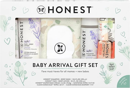The Honest Company Baby Arrival Gift Set | Newborn Essentials Welcome Box | Diapers, Wipes, Personal Care, Diaper Rash Cream