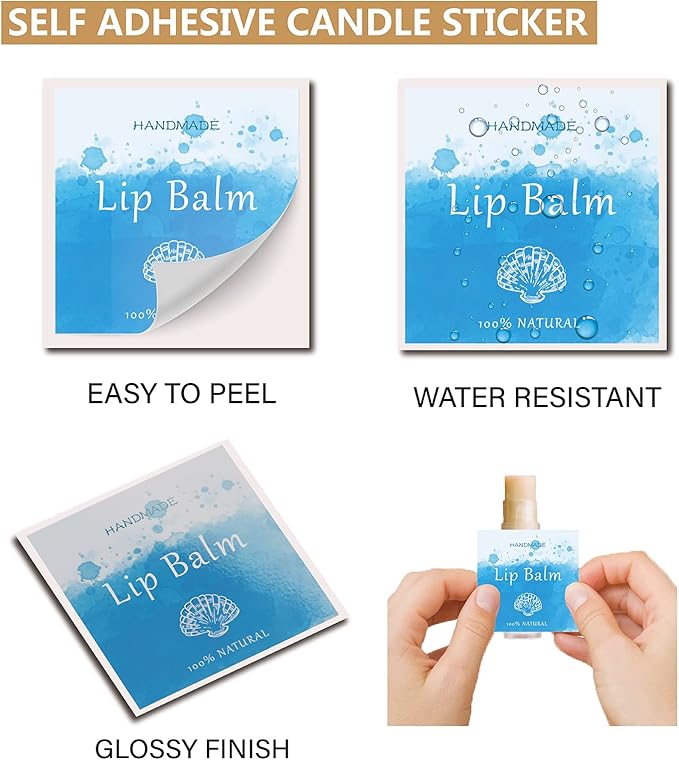 CRASPIRE Lip Balm Labels 80pcs Homemade Life-Blue）