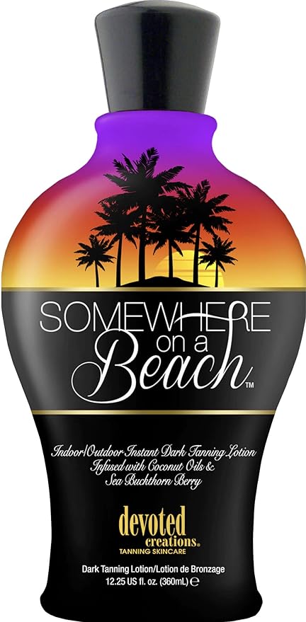 Somewhere on a Beach, Indoor Outdoor, Instant Dark Tanning Lotion 12.25 Ounce