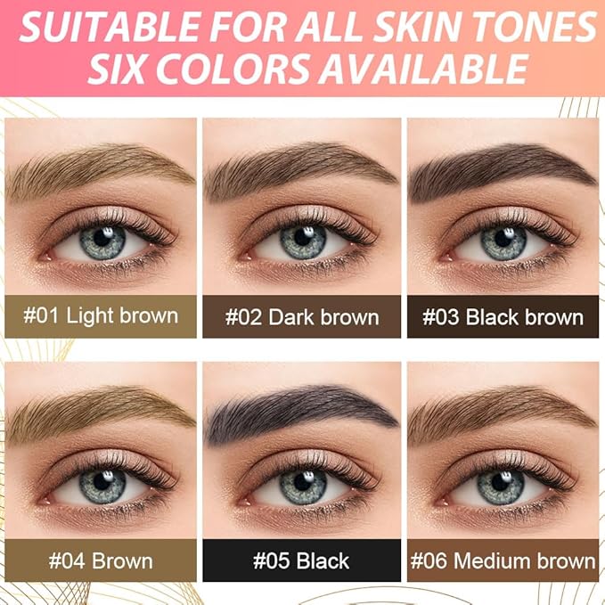 evpct 1Pcs Brown Magic Microblading Eyebrow Contouring Pen Brow Pencil, with 4 Brush Micro-Fork-Tips Precise Applicator, with Dual-ended Eyebrow Brush, Hair Like Strokes, Natural Looking Brows