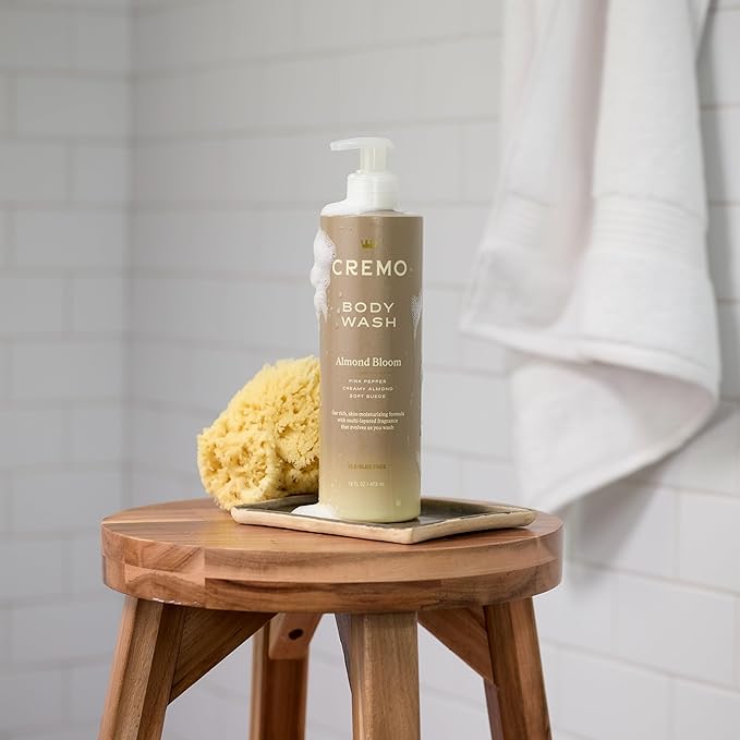 Cremo Skin Moisturizing Almond Bloom Women's Body Wash, Notes of Spicy Pink Pepper, Creamy Almond, and Soft Suede, 16 Fl Oz