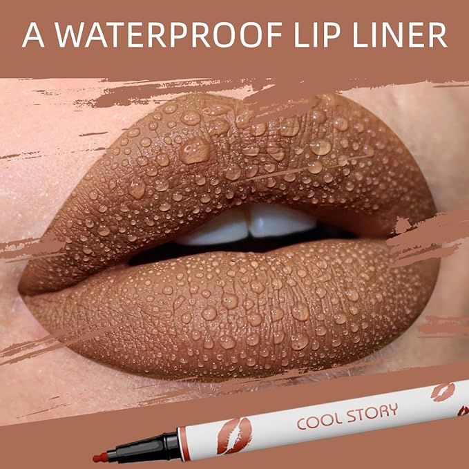 COOL STORY Matte Lip Liner Pencil - Waterproof, Non-Fading, Long-Lasting Plump Effect for Fuller Lips Makeup, Soft & Smooth Texture Easy Glide Lipstick (13#, Pack of 1)