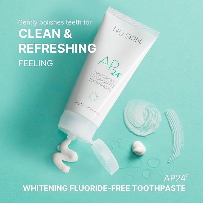 Nu Skin AP 24 Whitening Fluoride - Free Toothpaste | AP 24 Blend | Vanilla Mint Flavor | Brightens Teeth | Removes Surface Stains | Prevents Dental Cavities & Plaque | Enamel-Safe | 4 oz | 3 Pack