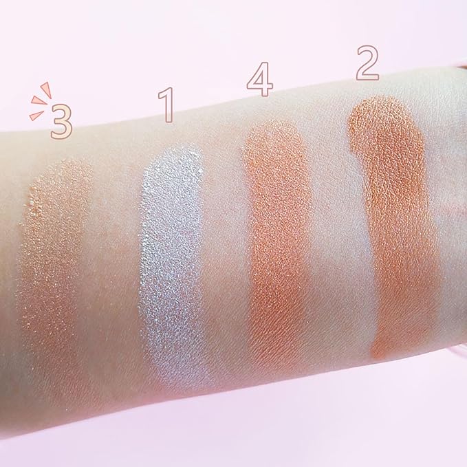 4 Colors Diamond Shimmering Powder, High Glossy Face Highlighter Eyeshadow