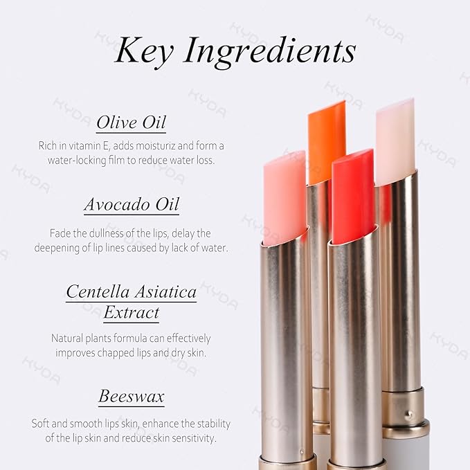 KYDA PH-Activated Lip and Cheek Stain, PH Color Changing Formula for Lasting Custom Lip Color, Keep Lips Soft and Moisturizing with Avocado Oil, Multiuse Color Balm, PEACH