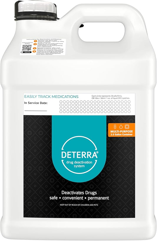 Deterra Multi-Purpose - Drug Deactivation and Medication Disposal System - Safe Medication, Pill, and Liquid Destroyer - 2.5 Gallon Container (2-Pack)