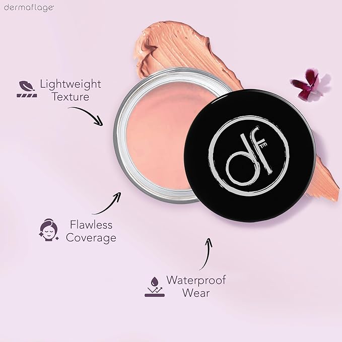 Dermaflage Waterproof Concealer Cream (Medium Cool) - Concealer Full Coverage, Matte Finish for Face & Body - Hides Dark Circles, Tattoos & Acne - Long Lasting Formula Used by Hollywood Makeup Artists