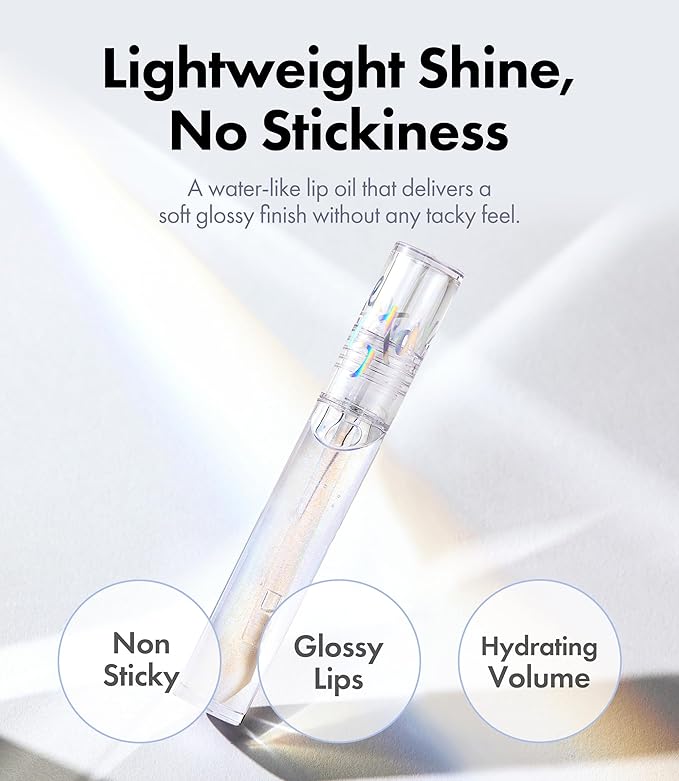 Rouge Star Glossy Lip Oil - Hydrating Lip Gloss - Non-Sticky Shine with Argan Oil & Vitamin - Deep Moisturization & Lip Softening 0.14 oz (Glossy Lip Oil)