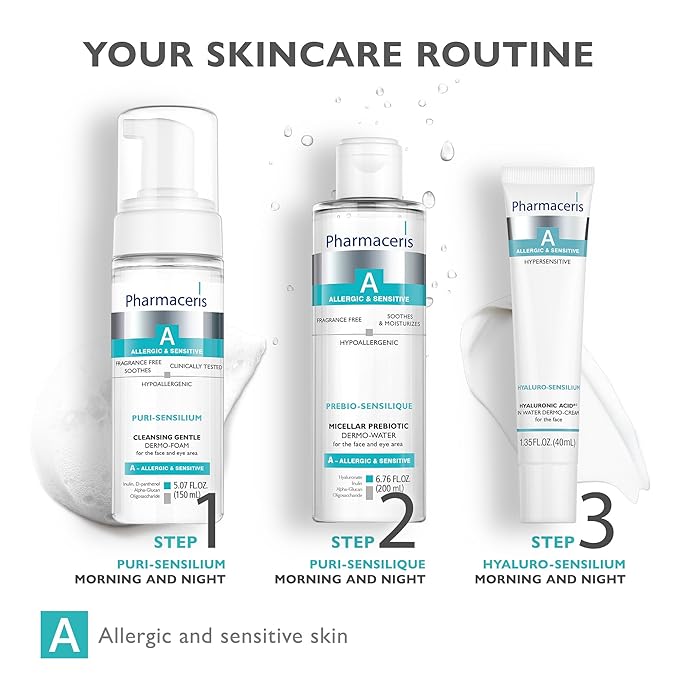 PREBIO-SENSILIQUE Micellar Prebiotic Dermo-Water for Face & Eyes, Removes Makeup & Impurities, Soothes & Moisturizes Allergic & Sensitive Skin, Safe for Contact Lens Wearers, 6.76 fl oz