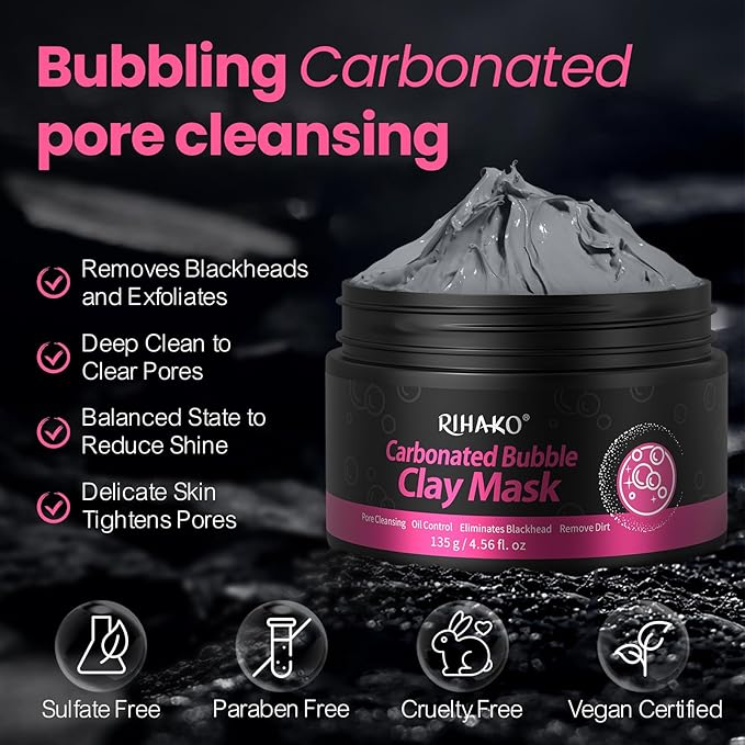 Carbonated Bubble Clay Mask -Exfoliation Face Mask | Detoxing Clay Mask for Blackhead Removal,Dull Skin,Skincare Facial Mask for Controlling Oil and Refining Pores,Mothers Day Gifts for Wife