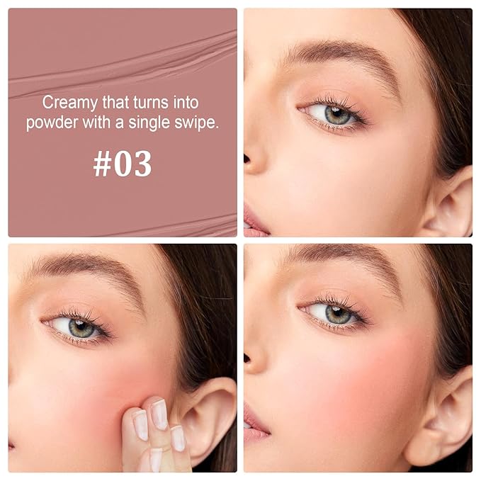 Boobeen Cream Blush for Cheeks, Matte Liquid Cream Natural Glowing