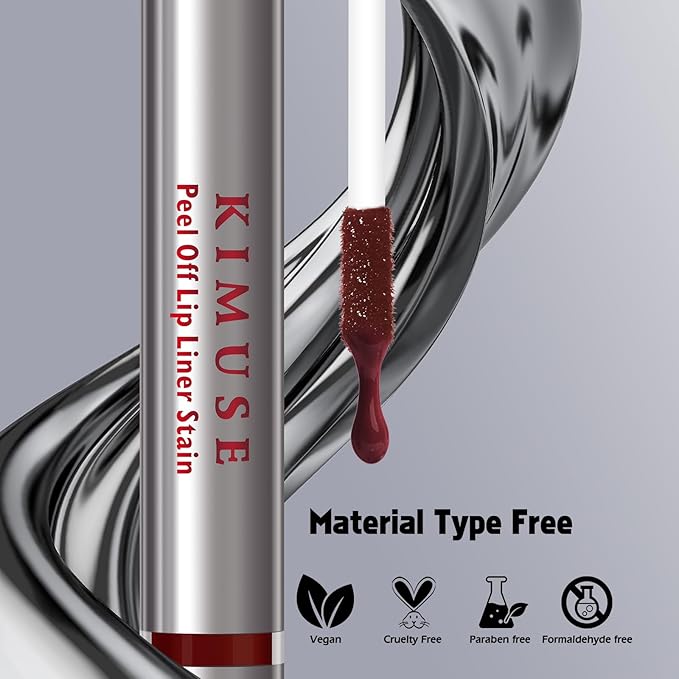 KIMUSE Peel Off Lip Liner Stain, Long Lasting Lip Tint Stain Peel Off, Waterproof, Transfer-Proof, Highly Pigmented Color Peel Off Lip Stain Liner, Matte Finish