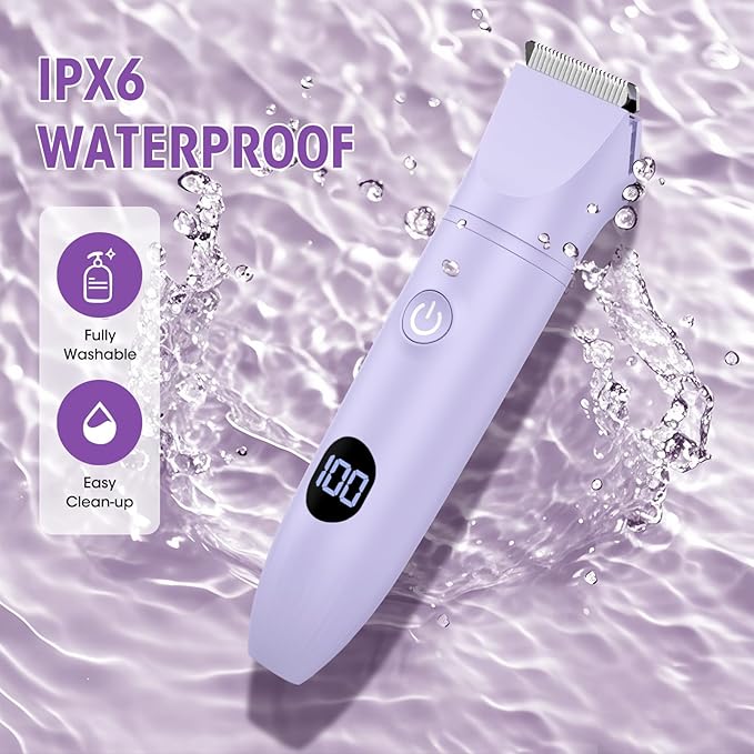 Lanumi 3 in 1 Bikini Trimmer for Women Rechargeable Electric Razors Wet/Dry Pubic Body Hair Trimmer Facial Hair Remover IPX6 Waterproof LCD Display