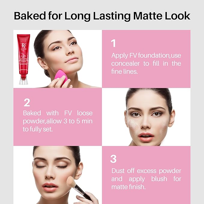 FV Translucent Loose Face Powder, Long Lasting & Lightweight Setting Powder with Matte Finish, Fine Powder for Natural Look, Minimizing Pores and Fine Lines Baking Powder 0.35oz (10g)