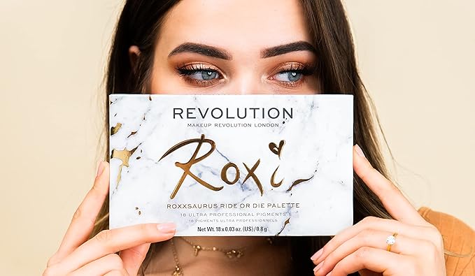 Makeup Revolution X Roxxsaurus Ride or Die Eyeshadow Palette, Matte & Shimmers, 18 Shades, Cruelty-Free, 0.43 Oz