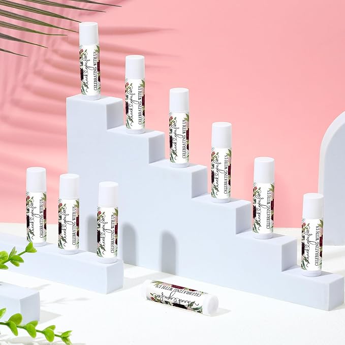 Dunzy 100 Pack Hello Fall Thanksgiving Party Gifts Bulk Lip Balms Favors Employee Appreciation Gifts Thank You Gifts Team Inspirational Gifts for Women Men Coworkers Satff Teachers(Floral)