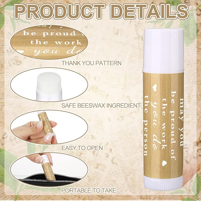 Demissle Thank You Gifts for Coworker Lip Balm Bulk Set Inspirational Appreciation Gifts Leaving Farewell Gifts Vanilla Ingredients Lips Care Products for Friends Teacher Worker Employee (72 Pcs)