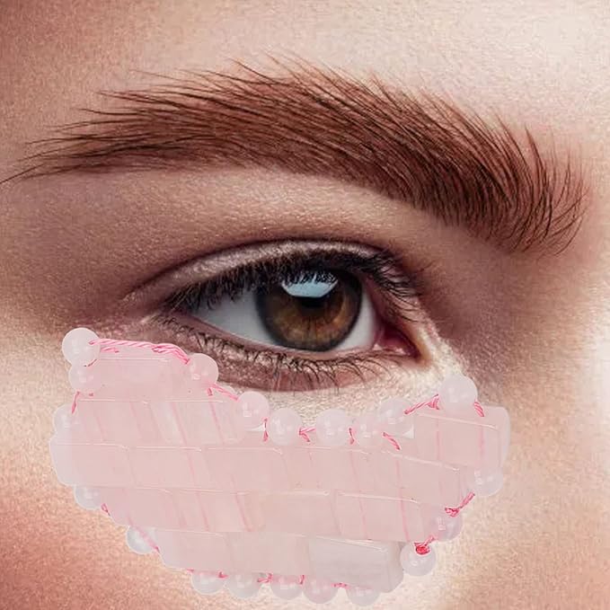 2Pcs Jade Eye Mask, Jadestone Eye Patch, Rose Quartz Anti Aging Eye Pad Sleep Eye Pad to Eliminate Wrinkles, Puffiness & Irritation (Reusable)