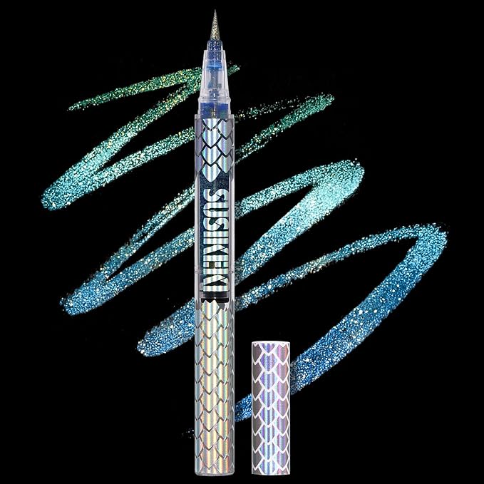 Chameleon Metallic Duochrome Liquid Eyeliner, Color Shifting Shimmery Eye Liner, Duo-color Waterproof Long Lasting Glitter Eye Makeup Pen Eyeliners (Mermaid Gleam)