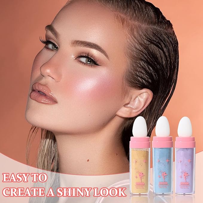 3PCS Polvo De Hadas Highlighter Glitter Stick Body