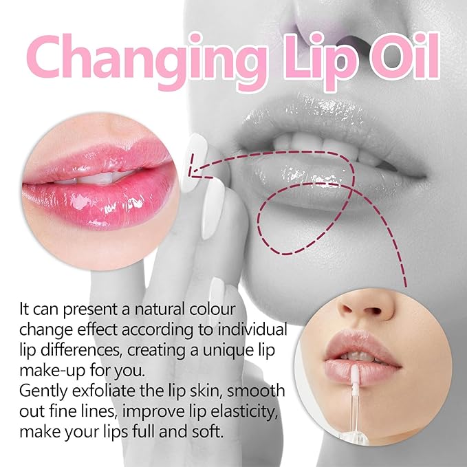 2 Pcs Magic Color Changing Lip Oil, Long Lasting Moisturizing Lip CareNon-Sticky Fresh Texture Glimmer Lip Glow Oil. (Magic Color Changing & Pearlescent Color Changing)