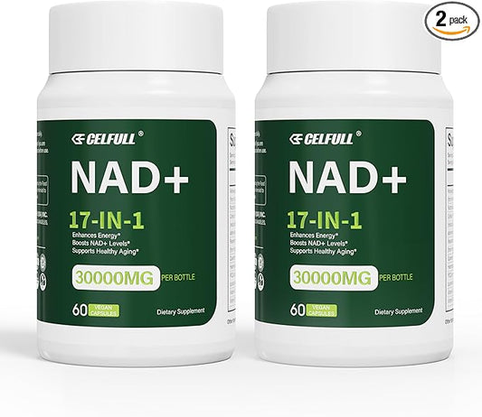 CELFULL NADH Supplement NAD+ with Resveratrol,Nicotinamide Riboside,NAD+ Boosting Supplement for Anti Aging Cellular Energy &Stamina-2Pack