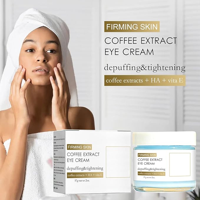 2PCS Caffeine Eye Cream for Dark Circles and Puffiness, Anti-Wrinkle Stay-Up Late Retinol Eye Cream, Tightening & Firming Skin, Dilute Dark Circles