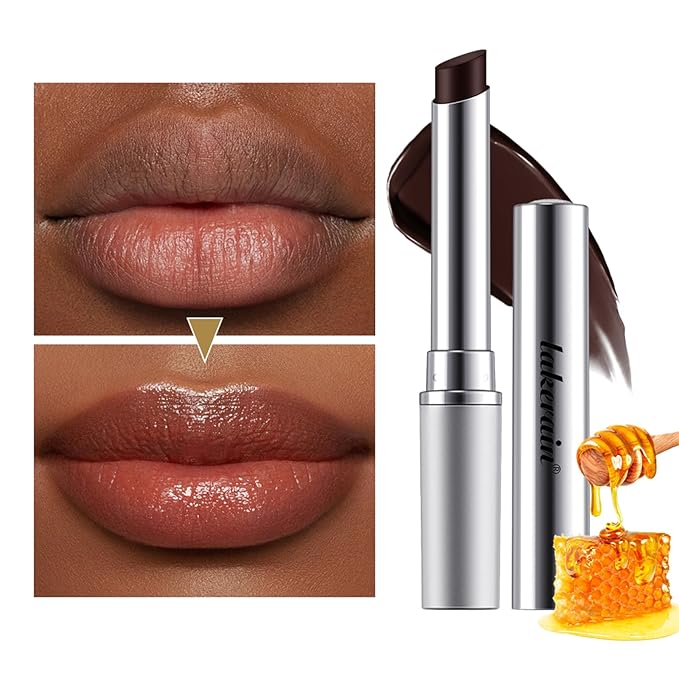 2PCS Honey Lipstick Tinted Lip Balm - Sheer Hydrating Lipstick for All Skin Tones - Moisturizing Lip Color, Nourishing Lip Balm with a Hint of Natural Black Cherry Tint (Black & Pink)