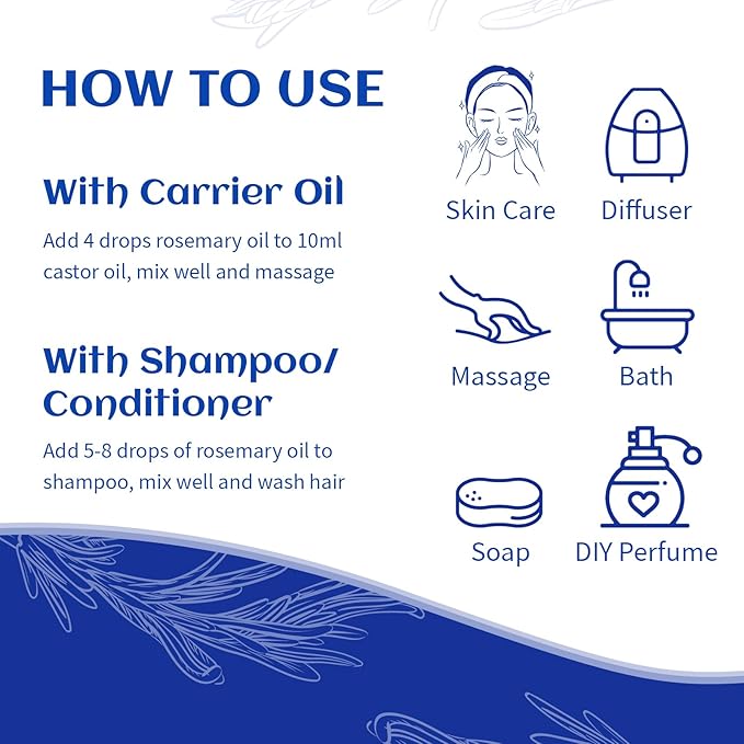 HIQILI 1000ML Rosemary Oil for Hair Growth, Add to Shampoo & Conditioner, 100% Pure Undiluted - 32 Fl Oz