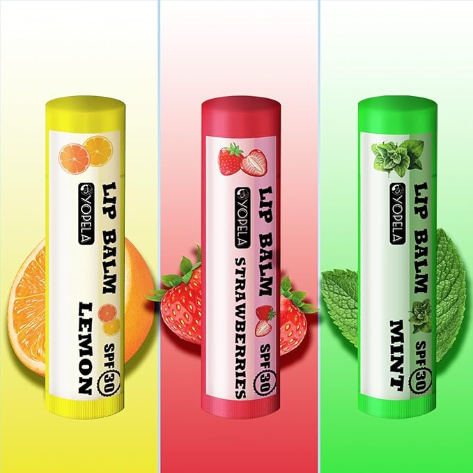 3 Pack SPF Lip Balm Bulk - SPF 30 SunGuard Lip Balm Sunscreen- Summer Protection for Lasting Hydration UV Defense Prevents and Soothes Dry, Chapped Lips-3 Delicious Flavors