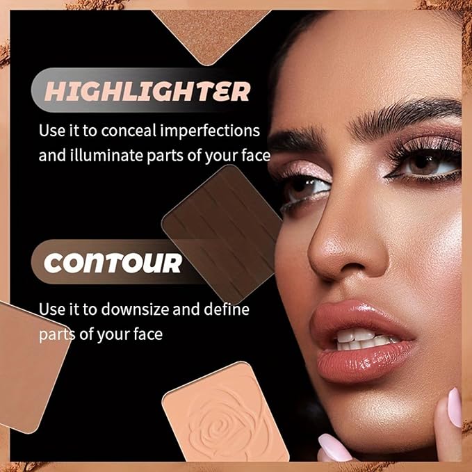 4 Colors Contour Palette, Face Contouring Highlighters Bronzer
