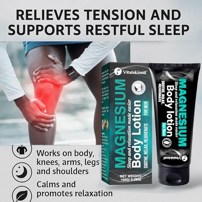 Magnesium Glycinate Body Lotion, Body Butter Cream for Men. Cologne Scented, 5.29 oz, Sleep Easy Formula