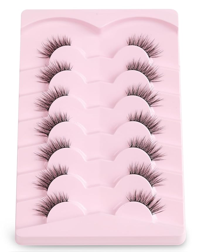 Onlyall Half Eyelashes Corner Lashes Natural Lashes Half Lashes Wispy End Lashes Corner Eyelashes 3/4 Lashes 7 Pairs C19