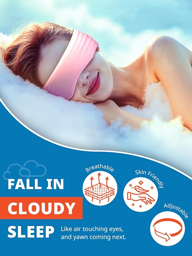 Sleep Mask, Eye Mask for Sleeping, Upgrade Ultra-Soft Blackout Eye Cover for Women Men, Wider Adjustable Strap for Side Sleeper, Travel, Nap, Yoga, Relief Eye, Black