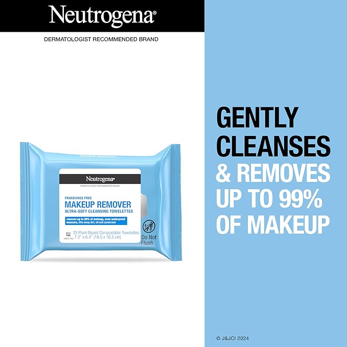 Neutrogena Fragrance-Free Makeup Remover Wipes, Daily Facial Cleanser