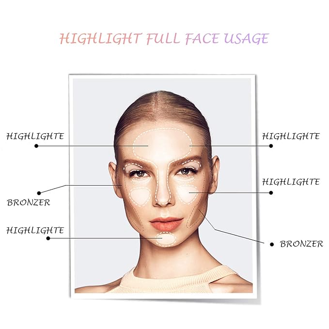 Highlighter Makeup Palette Shimmer Contour Palette Powder for Brighten Face Contour Gold Cheek Highlight Makeup, Long Lasting Highlighter Powder with Mirror for Illuminator Makeup (BEIGE GOLD)