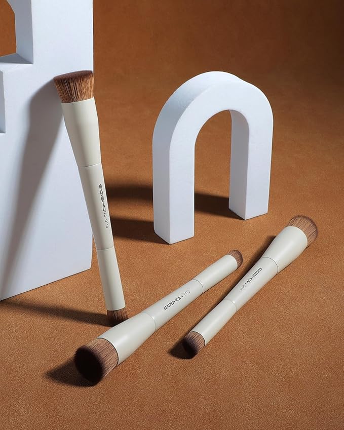 EIGSHOW Foundation and Concealer Brush, Dual Ended Makeup Brush For Flawless Foundation Coverage, Under Eye Concealer, Vegan & Cruelty-free (D110-Beige)