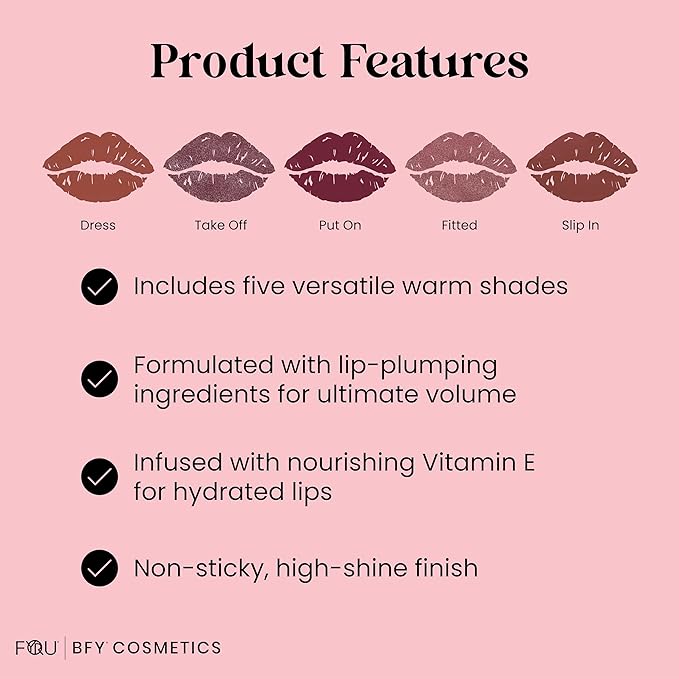 BFY Cosmetics 5-Pack Plumping Lip Gloss - Warm