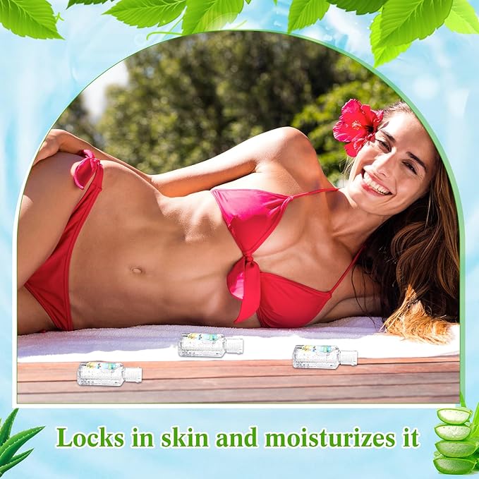 24 Pcs Mini Aloe Vera Gel 1oz Soothing Moisture Aloe Gel Travel Size Aloe Vera Gel Moisturizing Face Skin Aloe Vera Gel Bulk for Thank You Gifts Summer Beach Wedding Party Supplies (Beach)