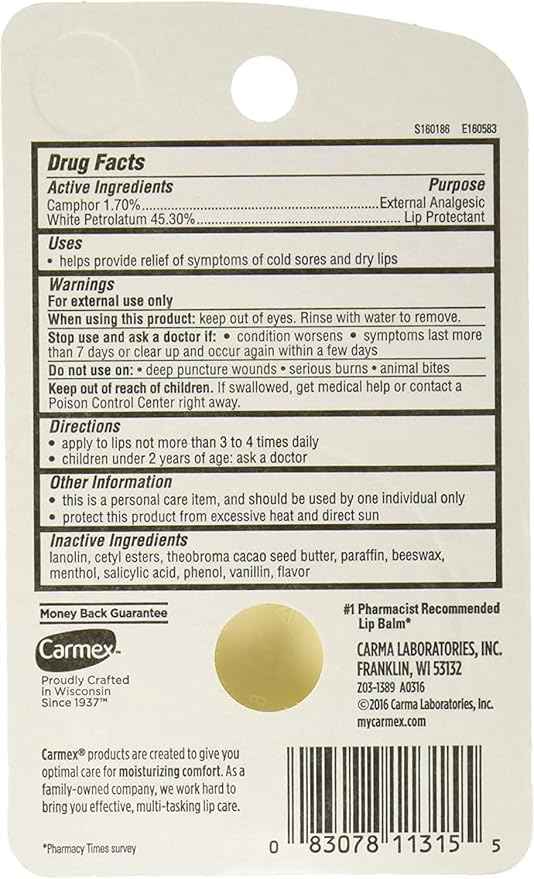 Carmex Classic Lip Balm Medicated 0.25 oz (Pack of 10)