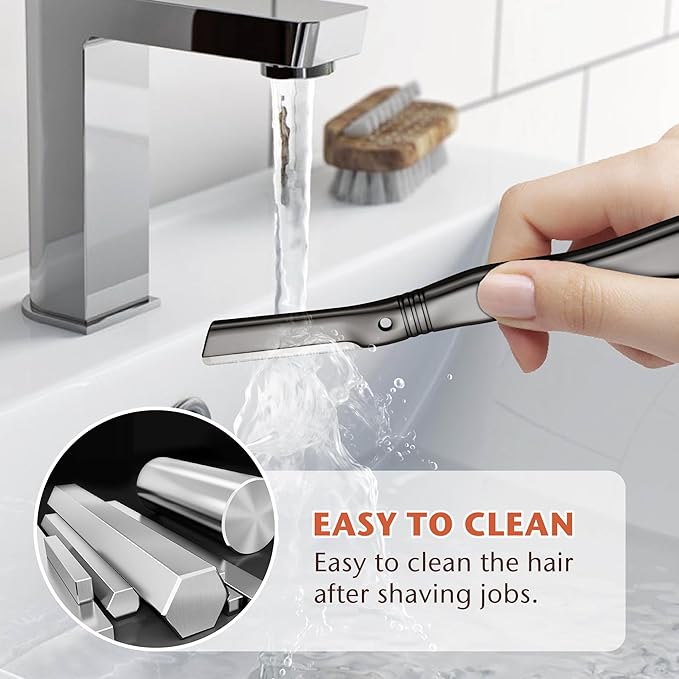 Eyebrow Razor, Dermaplaning Tool for Face, Face Razors for Women, Dermaplane Razor, Hair Removal and Exfoliation, Facial Razor, Face Shaver for Women&Men, 6 Blade Refills with Blade Cover (Black)