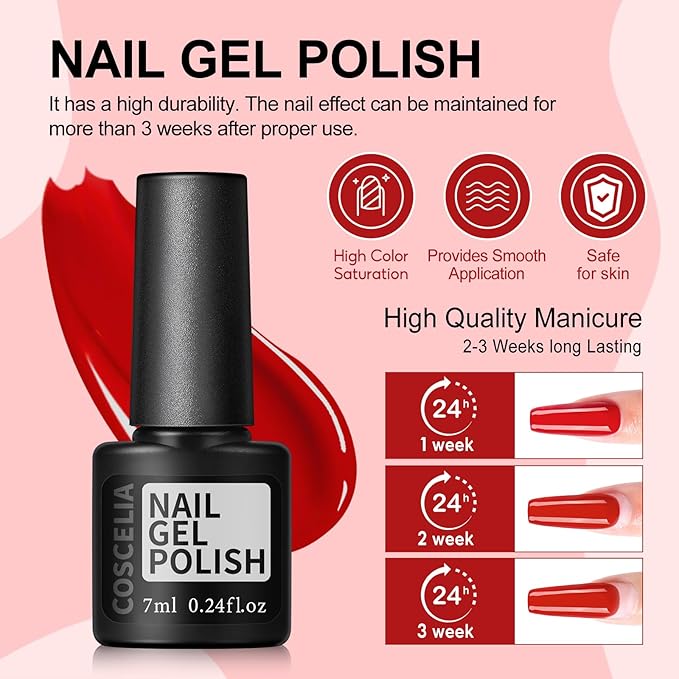 COSCELIA Gel Nail Polish Kit with U V light and Drill Starter Kit 35 Colors Gel Nail Polish with 5pcs Top Base Coat Nail Art All Seasons Professional Gel Manicure Kit DIY at Home Gifts for Women