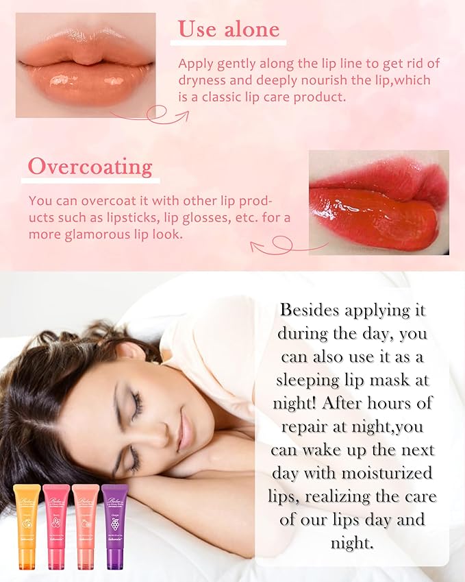 Moisturizer Lip Glowy Balm, Hydrating & Nourishing Repair Sleeping Lip Mask, Shine Glossy Finish Lip Oil, Day and Night Smooth Cracked Chapped Dry Lips, Lip Care Therapy Treatment for Women-2#Berry