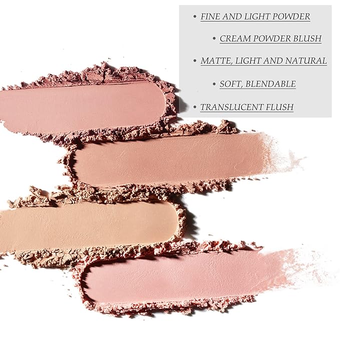 Boobeen Powder Blush, Single Color Blush Face Blush Palette Matte Baked Cream Blush Makeup Powder, High Pigment Pressed Blush for Create a Natural Cheek Flushed Look