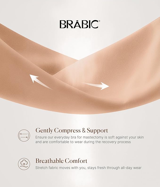 BRABIC Zip Front Closure Everyday Bra for Women Post Surgery Compression Support with Adjustable Straps Wirefree