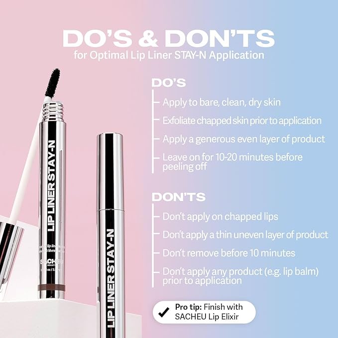 Sacheu Lip Liner STAY-N Peel Off Lip Stain — Long Lasting Matte Lip Tattoo Transfer Proof Lipstain Infused with Hyaluronic Acid & Vitamin E — Vegan & Cruelty-Free, getREDy (Red Rouge)