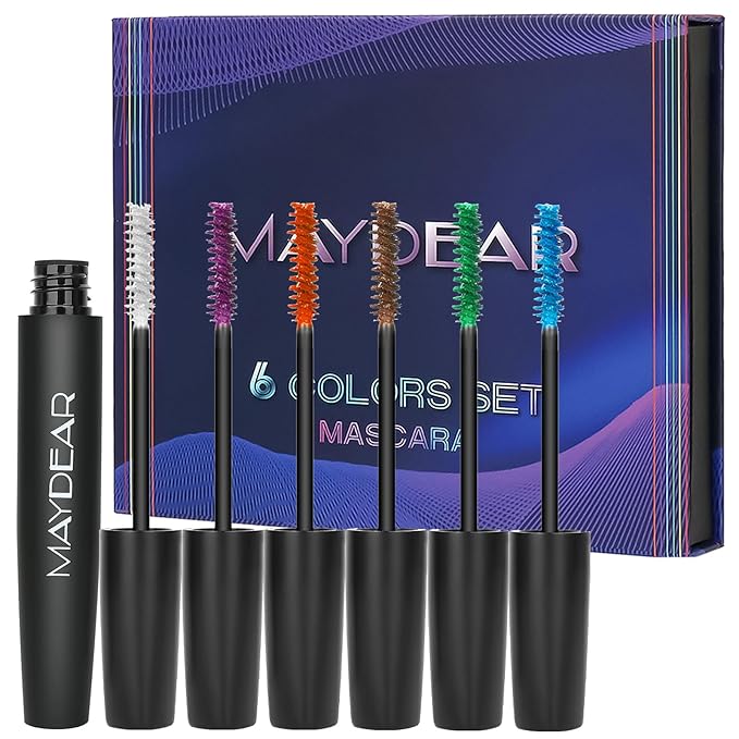 Maydear Waterproof Colored Mascara Set – Long-Lasting, Cruelty-Free, Vegan Eye Makeup for Women (6 Colors)