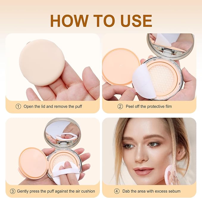 Face Oil Blotting Cushion Instead of Oil Blotting Paper Sheets for Oily Skin, Oil Absorbing Liquid Mattifying Cushion, Moisturizing & Smoothing Pores with Natural Tea Tree, Oil control for Make Up