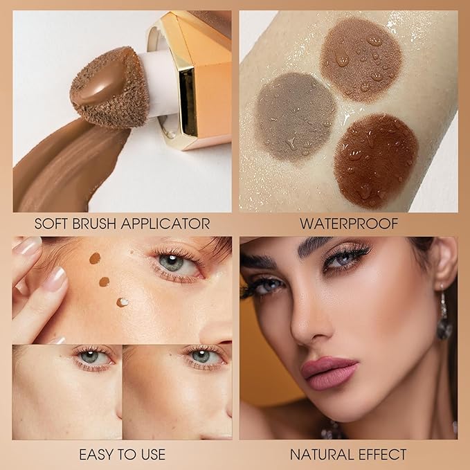 Liquid Contour Stick Makeup - Cream Face Contour Wand with Cushion Applicator, Natural Matte Long Lasting Creamy Bronzer Contour, Lightweight Silky Blendable (#02 SOFT TAN)